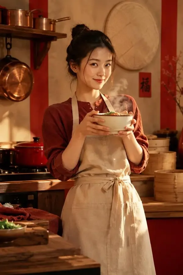 《御膳房小厨娘》短剧竖版封面，古装题材