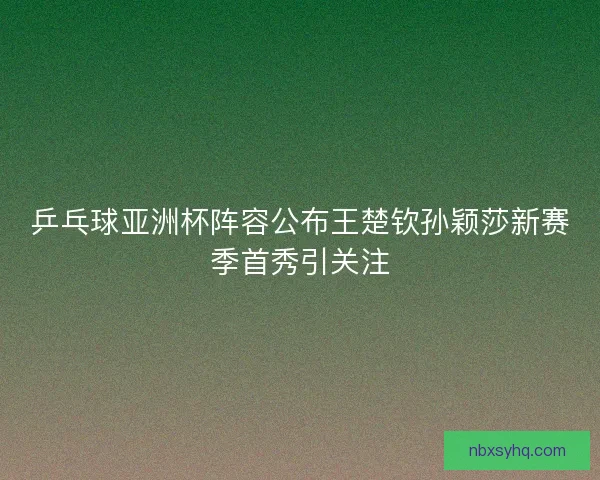 乒乓球亚洲杯阵容公布王楚钦孙颖莎新赛季首秀引关注 乒乓球亚洲杯阵容公布王楚钦孙颖莎新赛季首秀引关注