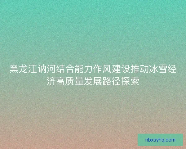 黑龙江讷河结合能力作风建设推动冰雪经济高质量发展路径探索