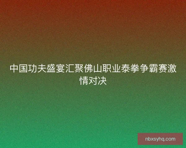 中国功夫盛宴汇聚佛山职业泰拳争霸赛激情对决 中国功夫盛宴汇聚佛山职业泰拳争霸赛激情对决
