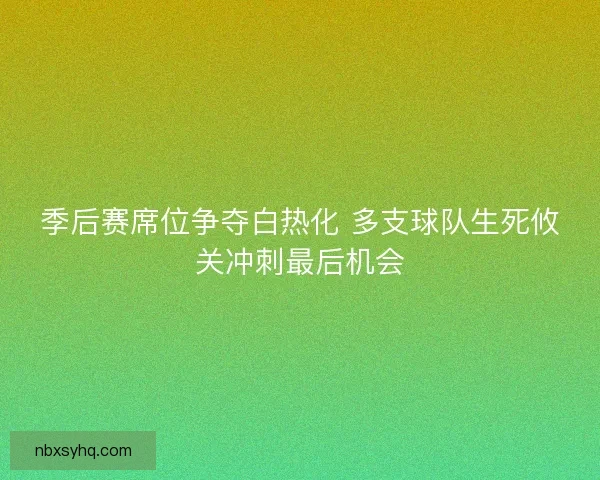季后赛席位争夺白热化 多支球队生死攸关冲刺最后机会
